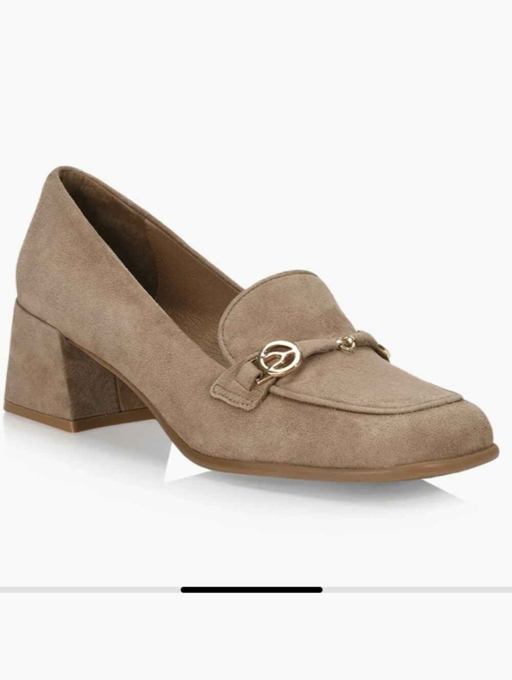 Wishbone Classic Beige Suede Horsebit 'Ruby' Block Heel Loafers (Size US 7.5)